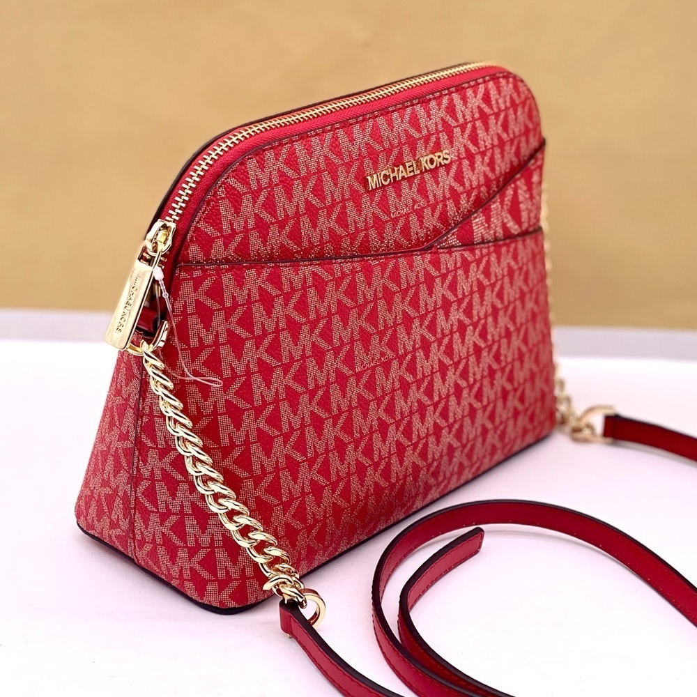 MICHAEL KORS Medium Logo Dome Crossbody Bright Red Multi - Picture 6 of 14